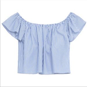 Zara Blue Striped Crop Top